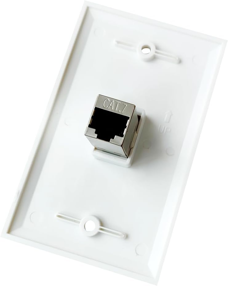 BUPLDET 1 Port Cat7 Ethernet Wall Plate Female to Female - Shielded Cat 7 Keystone Jack Outlet Cover Plate for CAT8/CAT7/CAT6e Network Cable - Image 1